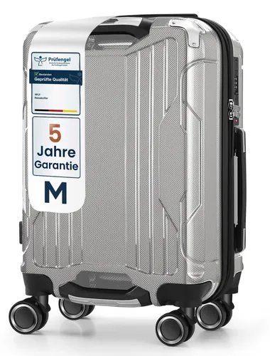 Produktbild 4FLY Hartschalen-Handgepäckkoffer M 54×37×23 cm (36L) aus Polycarbonat – mit TSA-Schloss, 4 Spinner-Doppelrollen & Aluminium-Teleskopgriff