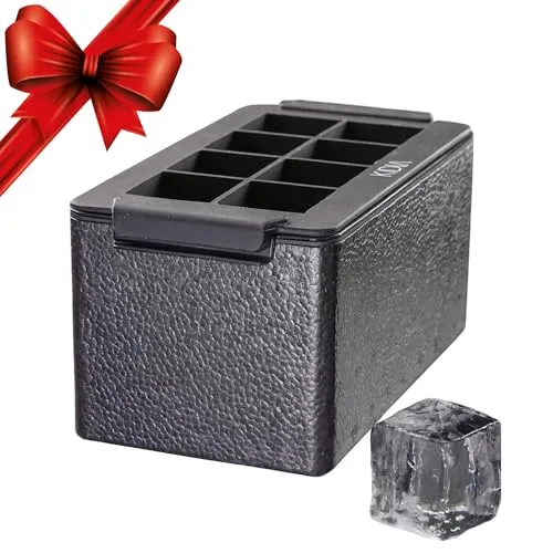 Kidia Clear Ice Eiswürfelform - Old Fashioned Edition - Eiswürfelform aus lebensmittelechtem Silikon für 8 kristallklare 5x5 cm Eiswürfel, perfekt für Cocktails und Whiskygetränke.