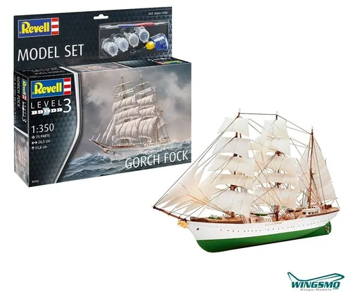 REVELL Segelschiff Gorch Fock - Modellbausatz zum Zusammenbauen und Bemalen - Modellbausatz für das berühmte Segelschiff Gorch Fock, ideal für Bastler ab 14 Jahren, inklusive Farben und Zubehör für kreative Gestaltung.