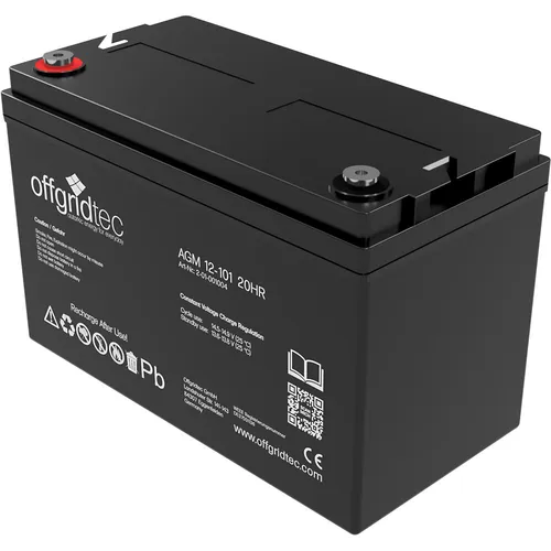 100Ah AGM Akku 12V Solarbatterie - extrem zyklenfest - 12V AGM Akku mit 100Ah für Solarsysteme, wartungsfrei und langlebig. Ideal für Wohnmobile oder Solar-Inselanlagen, bietet hohe Zyklenfestigkeit und Rüttelsicherheit.