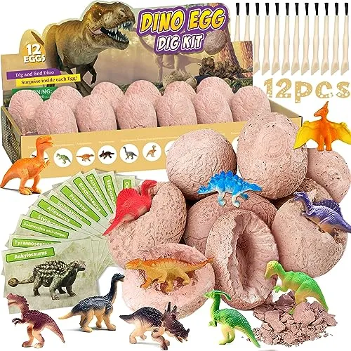 NCKIHRKK Dinosaurier Eier Spielzeug ab 6 Jahre - Dino Ausgrabungsset für Kindergeburtstag, Dino Eier für Kinder 6+ Jahre