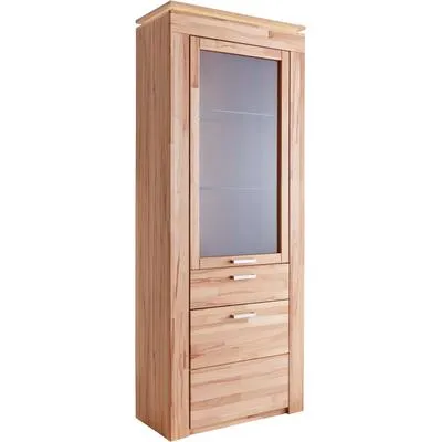Vitrine VOGL MÖBELFABRIK, beige (kernbuche teilmassiv), B:82cm H:207cm T:40cm, Schränke, Vitrine, in 2 versch. Breiten, mit viel Stauraum, teilmassiv