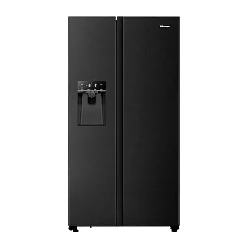 Hisense RS694N4TFE Side by Side Kühl-Gefrierkombination - Kühlschrank mit 562 L Volumen, NoFrost-Technologie und integriertem Wasserspender für jederzeit frische Crushed Ice und Eiswürfel.