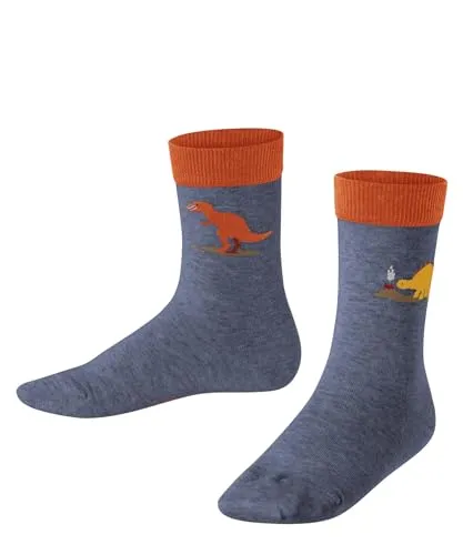 FALKE Unisex Kinder Socken Dinosaurs K So Baumwolle gemustert 1 Paar, Blau Light Jeans 6662, 39-42