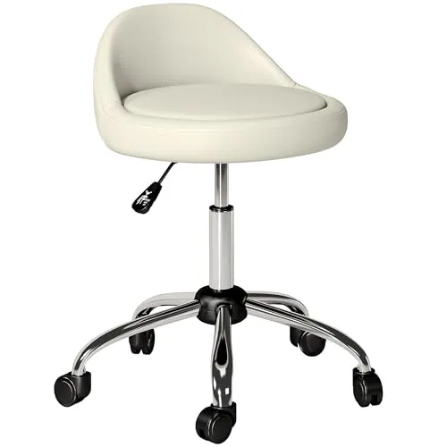 Homcom Rollhocker Weiß, verstellbar, 35x83 cm – Ideal für Büro und Salon