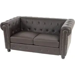 Luxus 2er Sofa Loungesofa Chesterfield Kunstleder 160cm - Elegantes 2er Sofa im Chesterfield Stil mit edler Kunstleder-Oberfläche, ideal für stilvolle Wohnräume und höchsten Sitzkomfort.