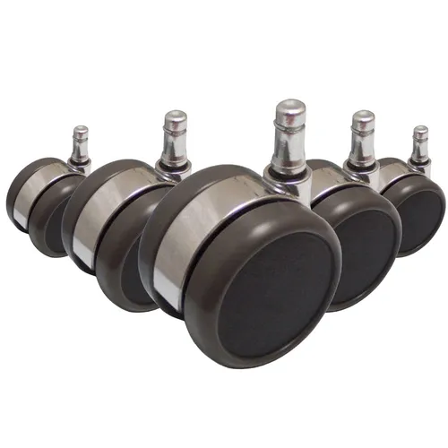 ROLO LUX Ersatz Büro-Stuhl-Rollen 5er-Pack - Drehstühle & -sessel, hochwertige Hartbodenrollen mit Chrom-Finish für müheloses Gleiten und Schutz empfindlicher Böden.