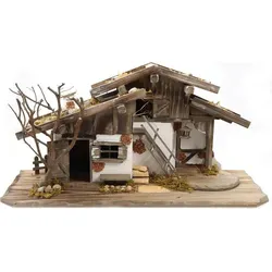 ELLUG Krippe großer Krippenstall aus Holz 71*24*35cm - Weihnachtskrippen, detailverliebt und vielseitig dekorierbar – ideal für Figuren bis 17cm Höhe, bringt festliche Stimmung in Ihr Zuhause.