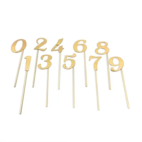 Frau WunderVoll® 10 Deko Topper Zahlen 0-9 Gold/Topper, Kuchenstecker, Muffin, Cupcake, Candybar, Geburtstagskuchen, Dekoration, Kinder, Party, Geburtstag Kuchendeko