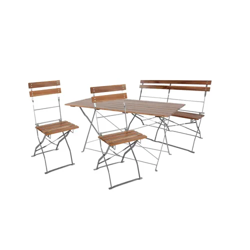 4tlg Biergartenmöbel Set mit Klapptisch und Stühlen - Loungemöbel & Sitzgruppen, wetterbeständig und klappbar, ideal für Gartenpartys oder entspannte Stunden im Freien.