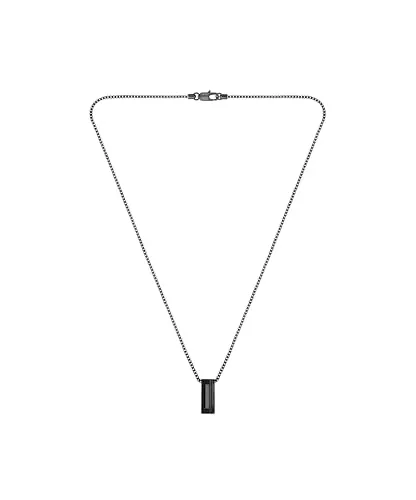 BOSS Jewelry Halskette mit Anhänger für Herren - CANDOR JEWELRY aus Schwarzem Edelstahl - Ketten für Herren – Skulpturale Halskette aus 316L Edelstahl mit schwarzer IP-Beschichtung, ideal für elegante und lässige Outfits.