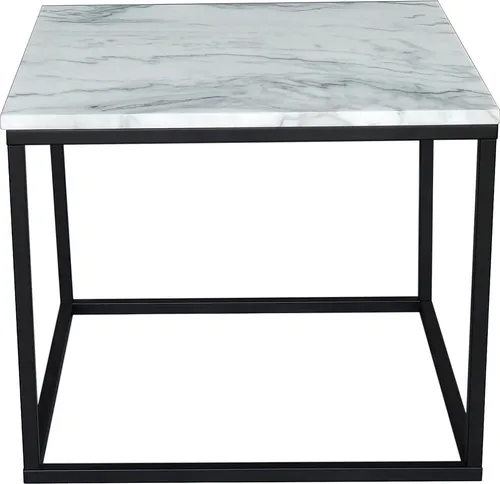 TPFLiving Couchtisch Platte Marmor, Gestell Metall Platte weiß, Gestell schwarz