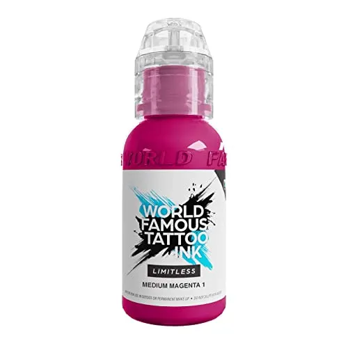 World Famous Tattoo Ink Limitless - Medium Magenta 1 - professionelle Tattoo Farbe - REACH konform - 30 ml