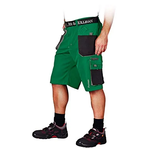 Leber & Hollman Herren kurze Arbeitshose LH-FMN-TS, 65% Polyester 35% Baumwolle 270 g/m2, Bundhose mit Multifunktionstaschen+ Schlaufe und Schlüsselhaken