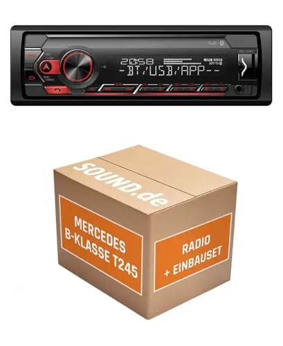 Autoradio Einbaupaket für Pioneer MVH-S320BT kompatibel mit Mercedes B-Klasse T245 Schwarz | Bluetooth USB