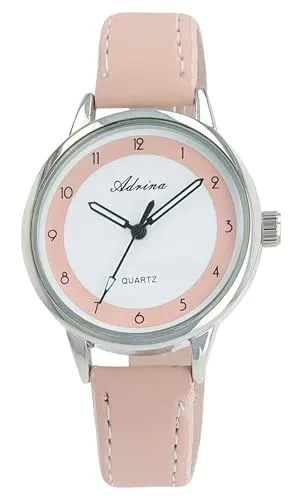 Adrina Damenuhr mit Lederimitationsband, rosa
