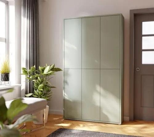 freiraum Schuhschrank Alanna in Salbei, 6-türig und modern - Schuhschrank in stilvollem Salbeigrün mit 6 grifflosen Türen, ideal für eine moderne und organisierte Schuhaufbewahrung.