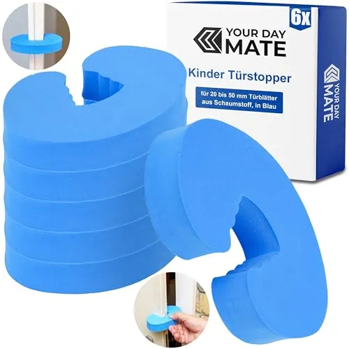 Türstopper für Kinder und Haustiere, 6 Stück, in Blau, aus Schaumstoff, Finger Einklemmschutz, für Zimmertüren und Schiebetüren, Fingerklemmschutz für Türdicken von 25-50 mm, Kindersicherung Tür
