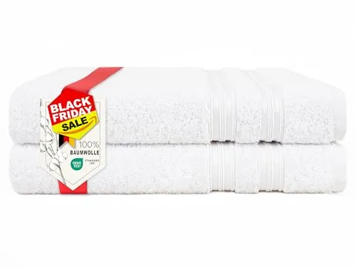 Hammetex 2er Badetücher Set, 100% Baumwolle in weiß von Hammetex