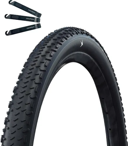 Schwalbe G-One RX Performance Faltreifen 28 x 1.75 Schwarz inkl. maxxi4you Reifenheber - Sportlicher Gravel-Reifen mit hervorragendem Grip und Selbstreinigungseigenschaften. Ideal für anspruchsvolle Strecken und nasse Bedingungen. Inklusive praktischen Reifenheber für einfachen Wechsel.