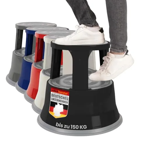 Office Marshal Rollhocker | viele Farben | Kunststoff oder Stahl (Schwarz, Metall)