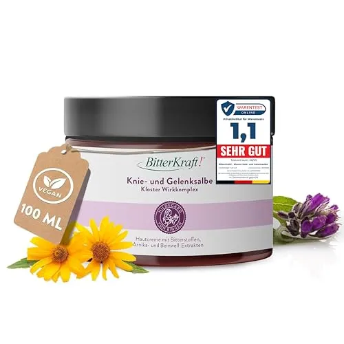 BitterKraft! Kloster Knie- & Gelenksalbe 100ml – Natürliche Pflege nach Hildegard von Bingen - Erlebe die regenerierende Wirkung dieser Kloster-Salbe mit hochwertigen Pflanzenölen und Kräuterextrakten. Ideal für die Pflege strapazierter Haut an Knien und Gelenken – hergestellt in Deutschland.