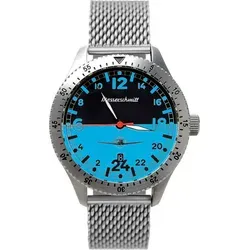 Aristo Herren Messerschmitt Fliegeruhr ME 108 - Elegante Fliegeruhr mit blauem Zifferblatt, robustem Edelstahlgehäuse und drehbarer Lunette. Ideal für stilbewusste Herren, die Funktionalität und Design schätzen.
