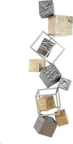 Casablanca by Gilde Wanddekoobjekt Wandrelief Cubes - Goldfarben - Nussknacker Wanddeko in edlem Design, verleihen Sie Ihrem Raum mit diesem stilvollen Metall-Wandrelief eine besondere Note.