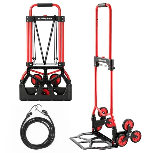 YEAUPE PRO Sackkarre, Klappbare Sackkarre mit Tragkraft 50kg – höhenverstellbarer Griff, TPR-Rollen, 2 elastische Spanngurte, für einfaches Treppensteigen, 50kg