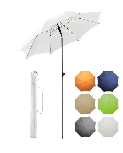 FARE Sonnenschirm Gr. M - 180 cm Durchmesser mit UV-Schutz 50+ - Sonnenschirm für Balkon und Garten mit 180 cm Durchmesser, UV-Schutz 50+ und elegantem Titan-Finish. Robuste Konstruktion mit Knickvorrichtung für optimale Nutzung im Sommer.