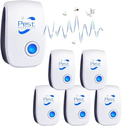 Ultraschall Schädlingsbekämpfer, 6 Stück Mäuseabwehr Mäusevertreiber Ultraschall & Elektronische Insektenschutzmittel, Pest Control Repeller für Mäuse Ratten Mücken Kakerlaken Spinnen Fliegen