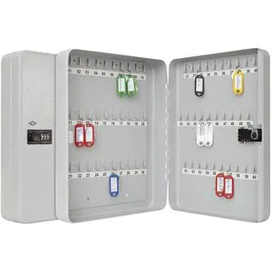 Wedo 10246037 Schlüsselschrank - für 60 Schlüssel, individuelles 3-stelliges Zahlenschloss und robustes Stahlblechdesign in lichtgrau
