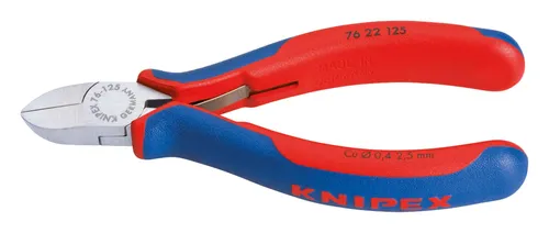 Knipex Seitenschneider 76 22 125 Elektromechaniker, 125mm - Seitenschneider für Elektromechaniker, ideal zum flächengleichen Trennen von weichen Drähten. Mit induktiv gehärteten Schneiden und ergonomischen Mehrkomponenten-Griffen für besten Komfort.