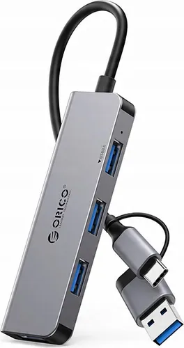 Orico YSA5-U3 USB-A/USB-C 4-Port Dockingstation Grau