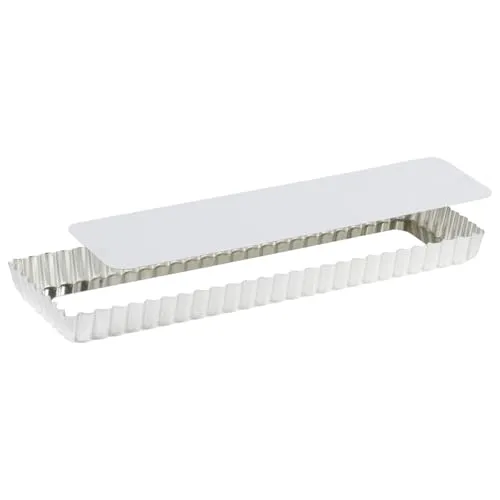 Gobel | Tortenform Rechteckig Geriffelt | Weißblech | Hebeboden | 35x11x2,6 cm | Ideal für hausgemachte Tartes, Torten oder Quiches | Made in France