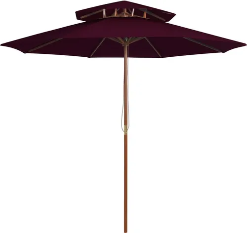 Sonnenschirm mit Doppeldach und Holzmast Bordeauxrot 270 cm , Markisen Design 2024