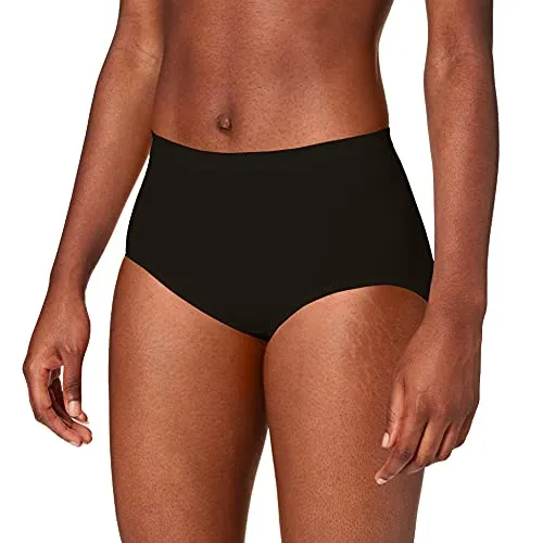 Schiesser Damen Midislip - Luxury Baumwolle Taillenslip, Schwarz_155417, 46 EU