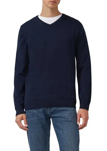s.Oliver Herren Pullover 2143174, V-Ausschnitt in Blau 3XL - Stylischer Pullover für Herren mit V-Ausschnitt und Rippbündchen, ideal für lässige Outfits und bequem im Regular Fit.