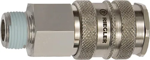 Riegler Schnellverschlusskupplung NW 10, Stahl / Messing vern., R 3/8 AG