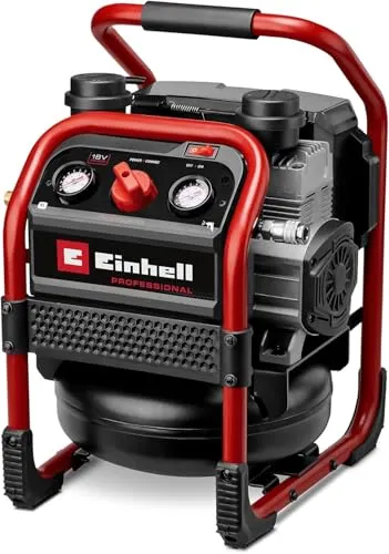 Einhell Professional 4020385 Akku-Kompressor SILENZZO 18/160 8 bar 2 Zylinder - Kompressor für Druckluftarbeiten, leise und leistungsstark mit 8 bar, ideal für Haus und Werkstatt, Teil der Power X-Change Familie.