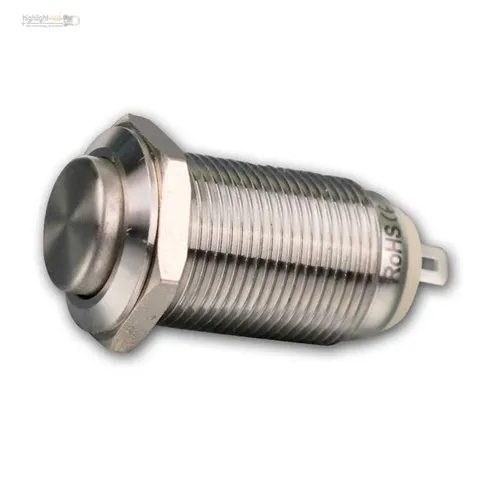 Edelstahl Schalter, Metallschalter, 1-polig, 36V- 2A, Ø12mm, IP67, Druckschalter