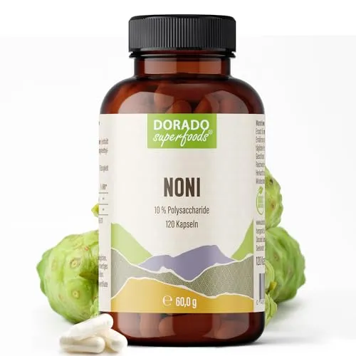 Noni - Morinda citrifolia 120 Kapseln - Hochdosiert & Vegan - Apfelessig-Kapseln mit 1600 mg Tagesdosis, rein und ohne Zusätze. Ideal für eine gesunde Lebensweise, hergestellt in Deutschland und laborgeprüft.