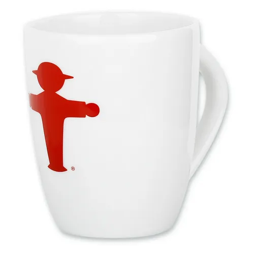 Ampelmann Wachmacher Tasse weiß mit Steher rot ca. 250 ml, Kaffeetasse Kaffeepott Tasse Cappuccino