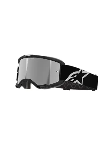 Alpinestars Crossbrille Vision 5 Corp - Black, Mirror Silver - Sportbrillen für Erwachsene, ideal für optimale Sicht und UV-Schutz beim Motocross – stylisches Design in Schwarz mit verspiegelten Gläsern.