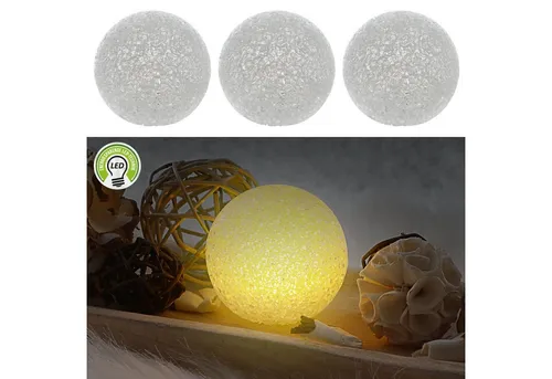 CEPEWA LED Dekolicht LED Deko Kugel Soft 3er Set Ø8cm warmweiß Kunststoff Lichtball