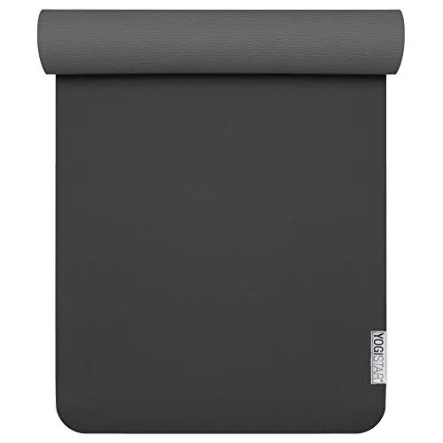 Yogimat® Pro Yogamatte - Schwarz, Anthrazit - Sportmatte mit exzellenter Rutschfestigkeit und 6mm Dicke, ideal für Allergiker und perfekt für alle Yoga-Stile.