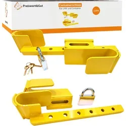 Containerschloss mit 4 Schlüsseln: Robustes, signalgelbes Schloss für LKW, Bau- und Überseecontainer, verstellbar 23-42 cm, effektiver Diebstahlschutz. 2 x