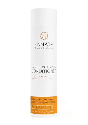 ZAMATA Leave‑In Conditioner für Afro Haare & Locken – Intensivpflege mit Sheabutter, Jojobaöl & Mangobutter – Kein Ausspülen – Für Haartyp 4A–4C – Vegan & NCS-zertifiziert – 250 ml