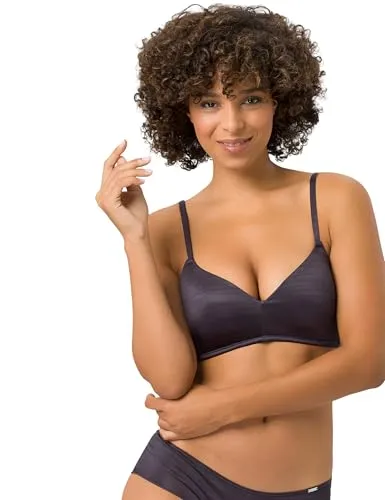 BeeDees Damen T-Shirt BH The One NP schwarz, 80B in schöner Matt-Glanz-Struktur-Optik Verstellbare Träger