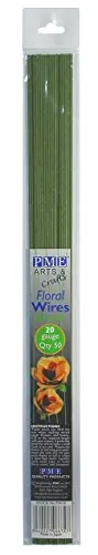 PME FW20 Blumendraht Grün für Zuckerarbeiten, Drahtgröße 20, 36 cm, Packung à 50 Stück, Legierung, Green, cm, 0.1 x 0.11 x 36 cm, 1 Einheiten